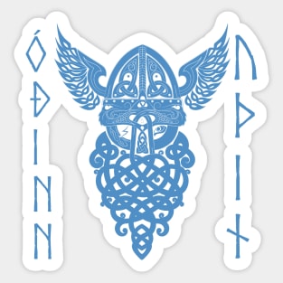 Odin Norse God Runes Pagan Viking Mythology Allfather Blue Sticker